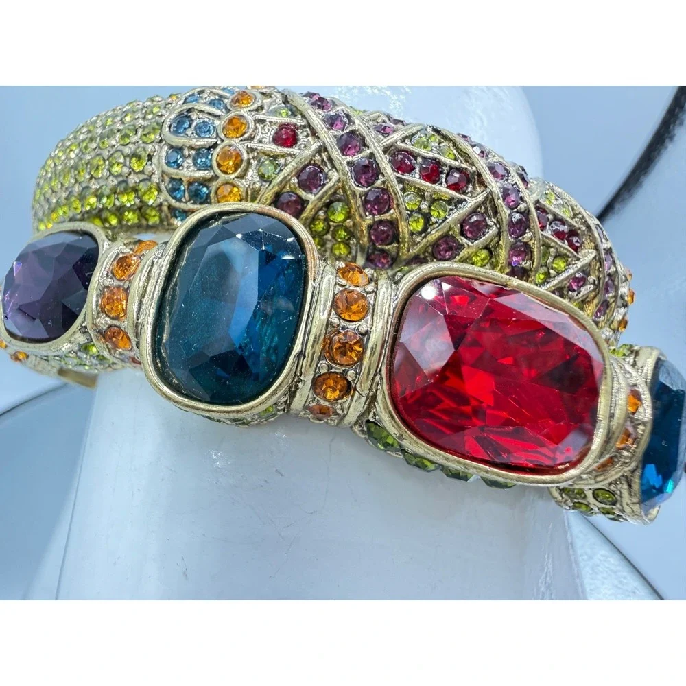Heidi Daus Triple Play Crystal Bangle Bracelet 2 Pc Red (Siam Multi) STUNNING! - Picture 4 of 12